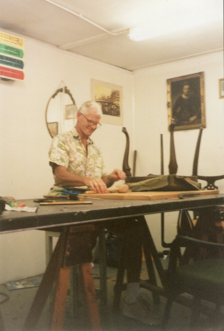  Jan Leever aan het werk in 1996  <p>foto collectie Jan Leever</p>