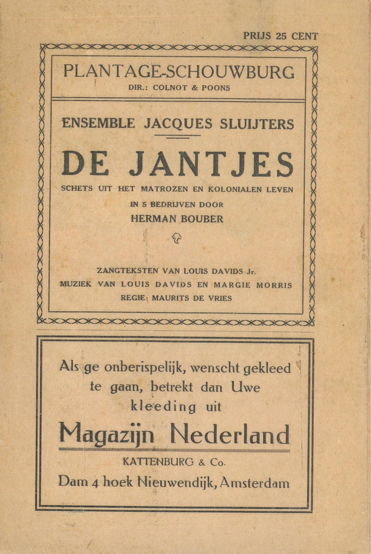 Voorblad van het succesprogramma: De Jantjes. Bron: Stadsarchief Amsterdam, klein materiaal, inv.nr. 15009-13279  