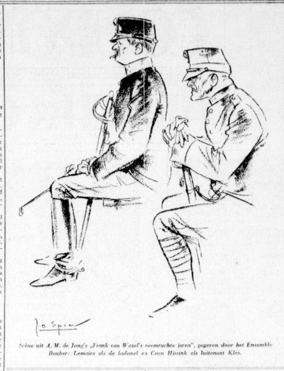 Scène uit A.M. de Jong’s “Frank van Wezels Roemruchtige Jaren, tekening door Jo Spier? De Telegraaf van 07-02-1931  