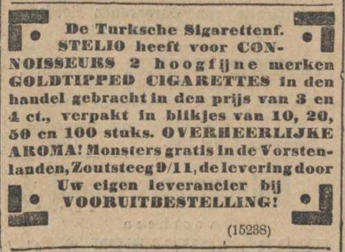 Advertentie in het Algemeen Handelsblad van 09-05-1907. De Vorstenlanden in de Zoutsteeg.  