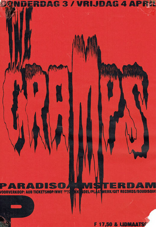 Aankondiging van The Cramps in Paradiso (1986)  