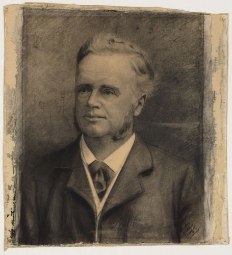 Portret uit 1907 van Jacob Anton Tours (1843-1918), eerste directeur van Ons Huis van 1892-1907. Portret vervaardigd door H. Van Gelder ter gelegenheid van zijn afscheid aldaar. Bron: Beeldbank SAA.  