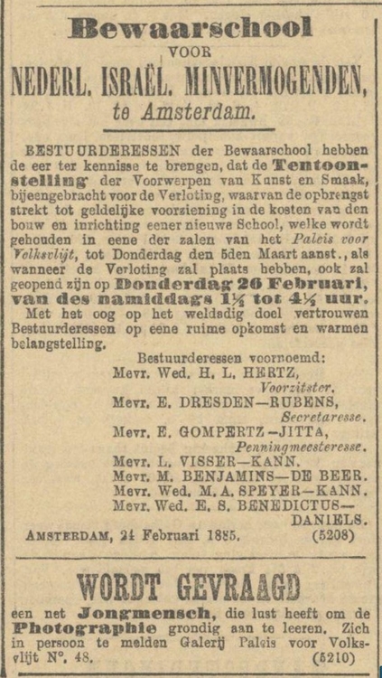 Tentoonstelling der voorwerpen Algemeen Handelsblad van 25-02-1885  