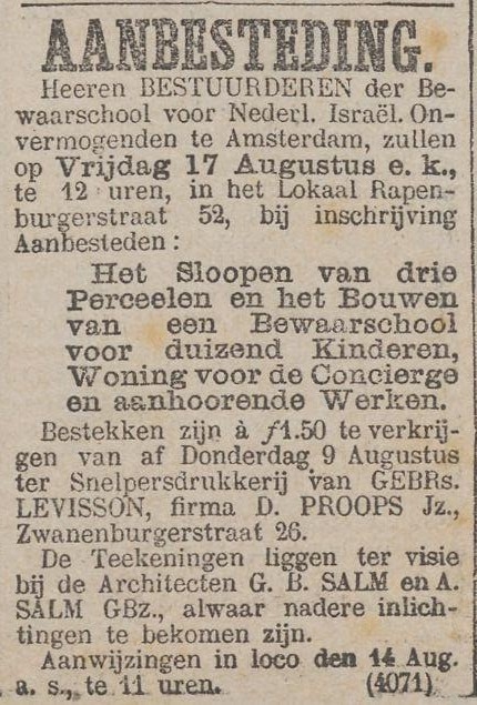 Over de aanbesteding! Bericht uit: Het nieuws van den dag: kleine courant 09-08-1883 (via Delpher).  
