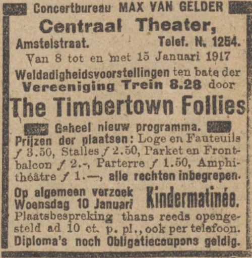 Alg. Handelsblad van 08-01-1917 Weldadigheidsvoorstellingen ten bate van trein 8.28  