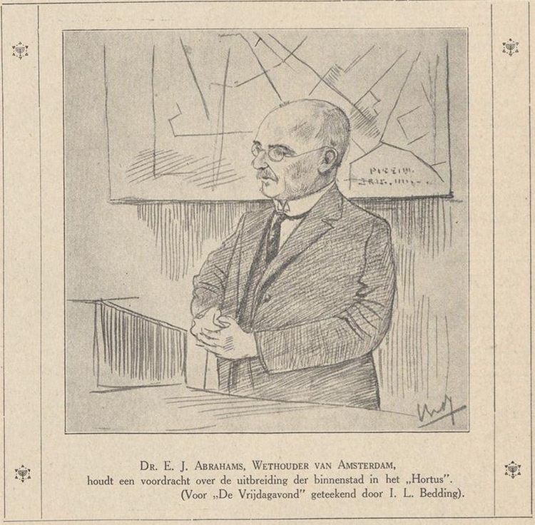 Afbeelding van wethouder Dr. E.J. Abrahams in De Vrijdagavond van 20-03-1931  