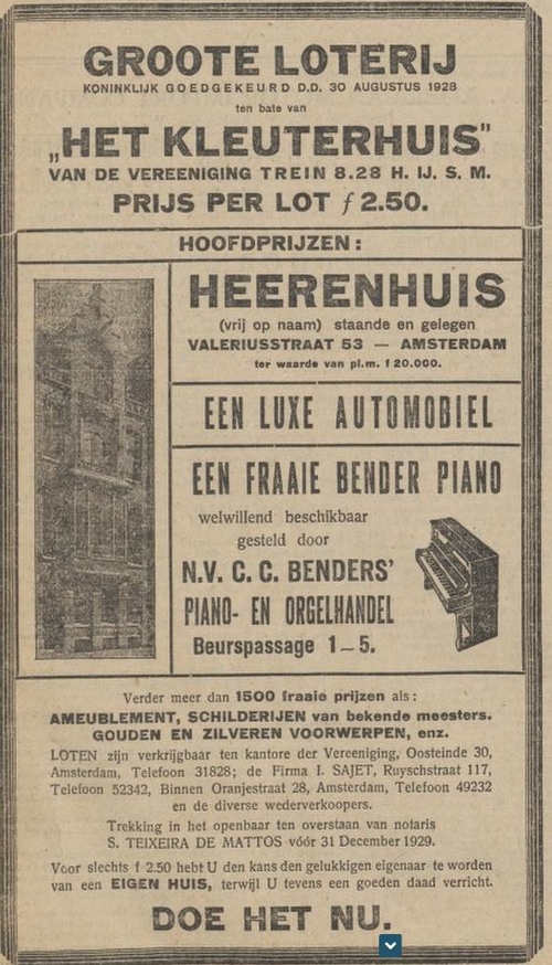 Alg. handelsblad van 10-08-1929 Grote Loterij voor een kleuterhuis  