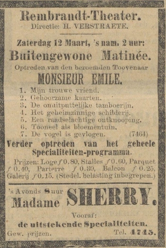 Vermelding van de nieuwe directeur Verstraete in: Algemeen Handelsblad van 11-03-1904  