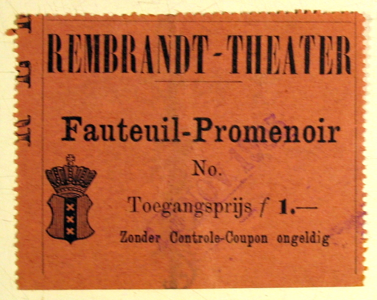 Toegangskaartje Rembrandt Theater SAA Klein Materiaal  