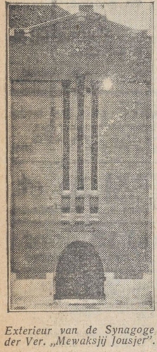 Synagoge van de ver. Mewaksjij Jousjer in het NIW van 30-09-1927  