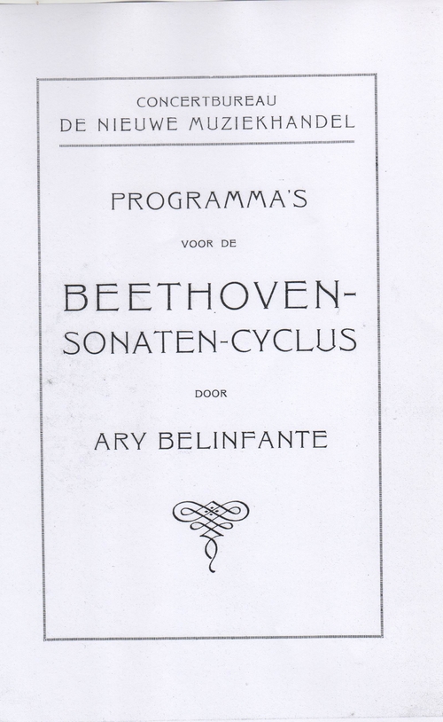 Voorblad van het programmaboekje van de Beethoven Sonaten Cyclus 1916 – 1917  