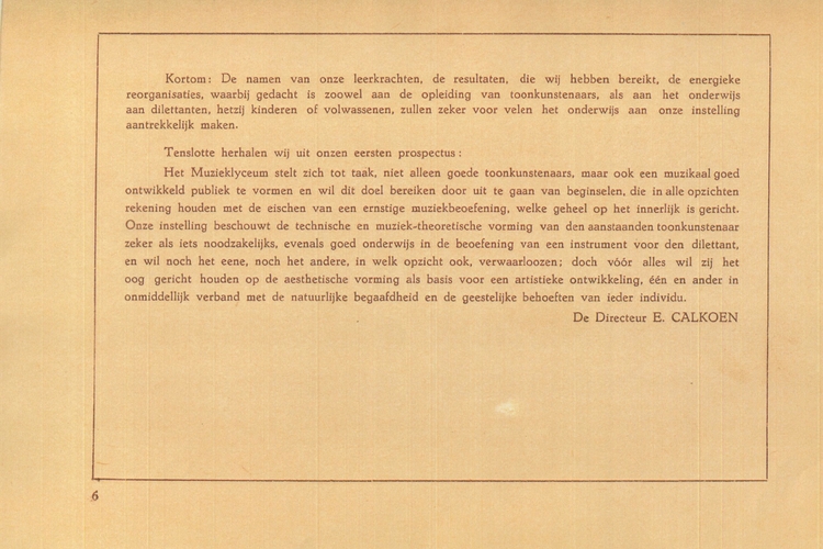 Prospectus (blz. 5) van de ‘Vereeniging Muzieklyceum’ (waarin opgenomen de “Belinfante – Van Adelberg”), datering onbekend. Bron: Klein Materiaal SAA, Q 865.092  