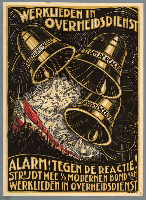 Affiche getekend door A. Hahn, datering ca. 1926, trefwoord: Nederlandsche Bond van Personeel in Overheidsdienst, bron: IISG via www.geheugen.delpher.nl   