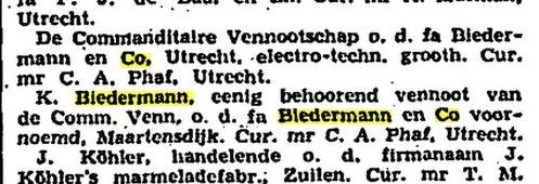 Vaderland 11-08-1939 faillis K. Biedermann  