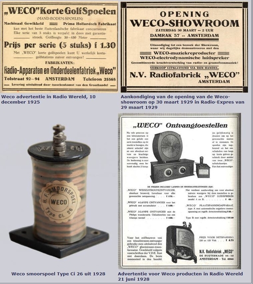 Diverse advertenties van WECO, bron: Vintage Radio.   
