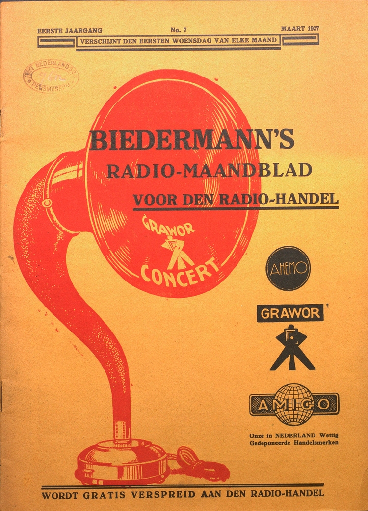 Voorblad van Biedermann’s Radio-Maandblad voor den Radiohandel. Datering maart 1927, bron: IISG  
