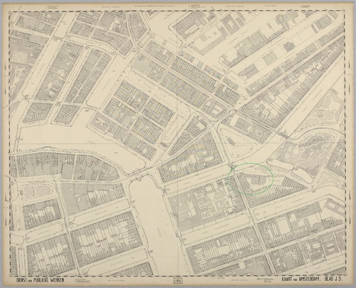 Dienst Publieke Werken, inv.nr. 10039, kaart J5 1909 met Weesperstraat 21  