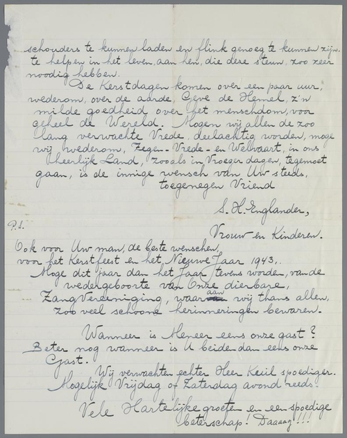 Brief van 25 december 1942 (b) aan de heer en mevrouw Kuil. Bron: JHM – D007646.  