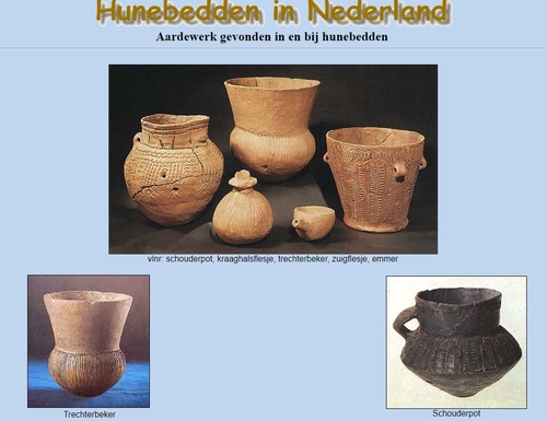 Voorbeelden van aardewerk uit de Prehistorie met incrustatie. Bron:  http://www.hunebedden.nl/index.htm   