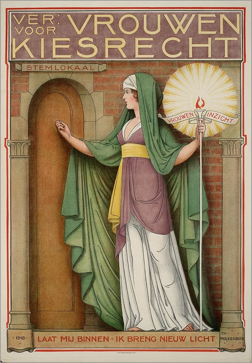 Affiche voor Vrouwenkiesrecht uit 1918, ontworpen door Theo Molkenboer, bron: Wikipedia Commons  