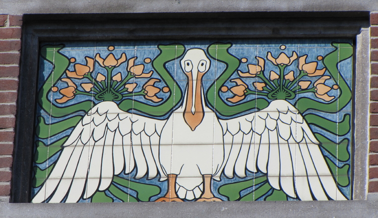 Tegeltableau uit de Van Eeghenstraat 66, ontwerp Lotus - Nienhuis. Bron: Frits Slicht  