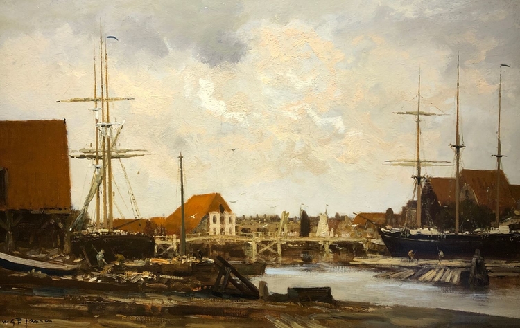 Zuiderhaven te Harlingen van de kunstschilder Willem Jansen, bron: Commons Wikimedia  