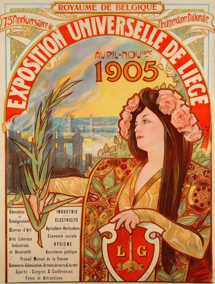 Affiche van de Wereldtentoonstelling in Luik in 1905. Collectie: La Boverie, Luik. Bron: wikipedia  