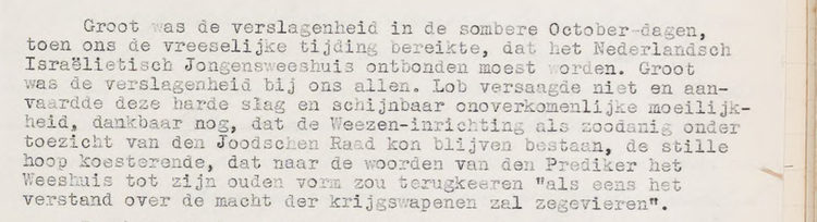 Het fragment (dl. 2) van de toespraak / rede van S.E. Gompen na het overlijden van Jacobus Lob. Bron: Notulenboek Megadle Jethomim, SAA.  