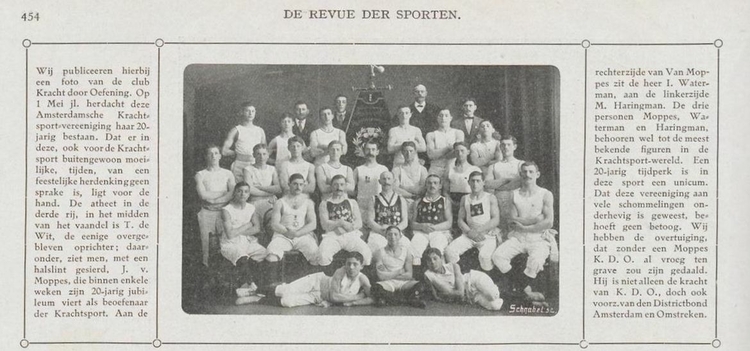 Viering 20 – jarig bestaan KDO in: De Revue der Sporten jrg 8, 1915, no 34, 05-05-1915  