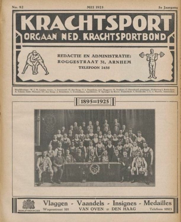 Kop van het tijdschrift Krachtsport, mei 1925 (jubileumnummer met KDO).  