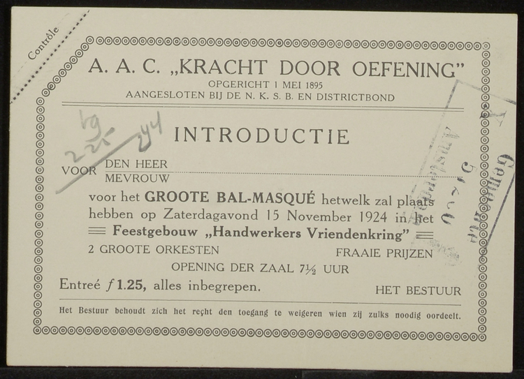 Kracht Door Oefening, november 1924. Bron: Archief Amsterdam Sport, inv.nr. 30581 – 42  