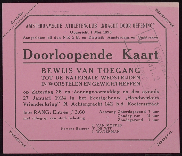 Kracht Door Oefening, januari 1924. Bron: Archief Amsterdam Sport, inv.nr. 30581 –  42  