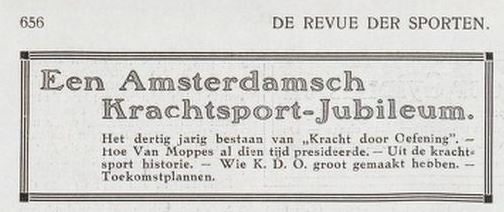 Kop van het artikel in De Revue der Sporten van 9 juni 1925  